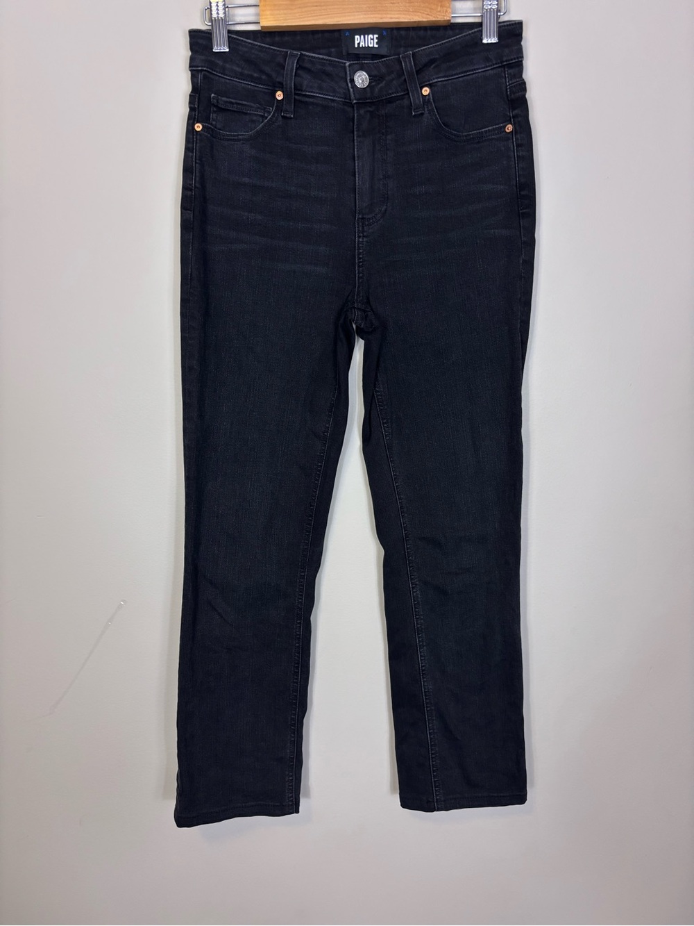 PAIGE Cindy Black Endless Knight High-Rise Straight Leg Jeans for Women 26